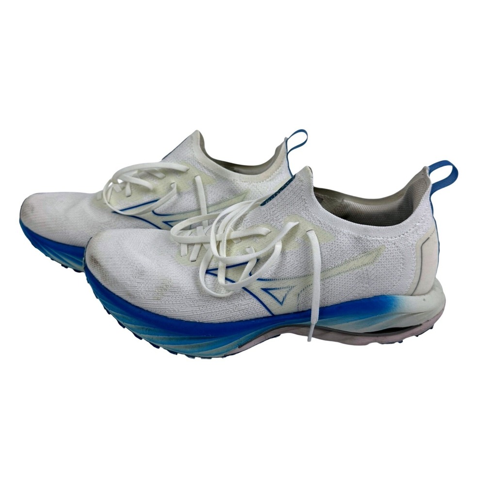 Mizuno Wave Neo Wind Running Shoes White Blue Mens Performance Size 11.5 - BAA